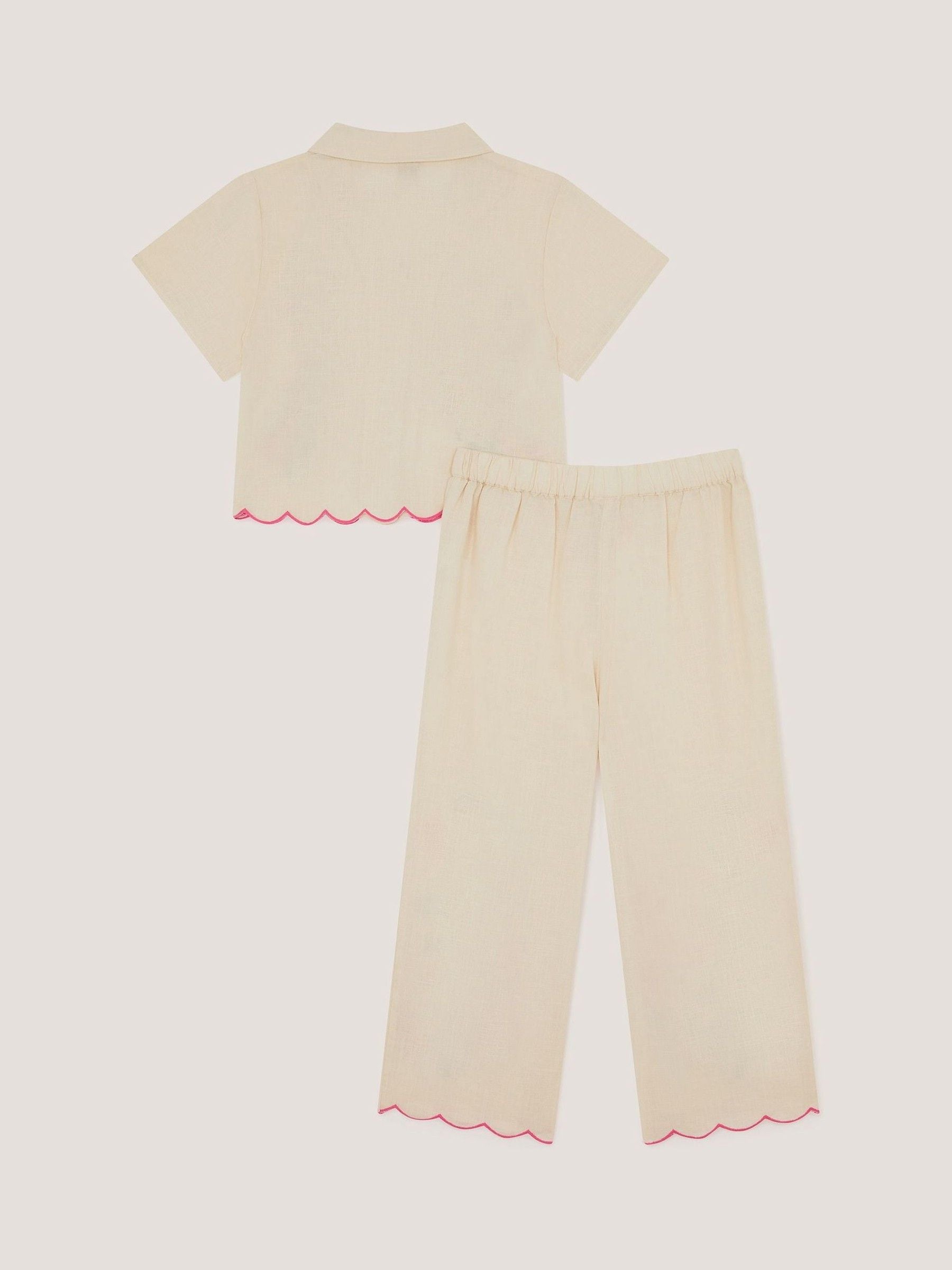 Monsoon White Floral Embroidered Shirt & Trousers Set image 3