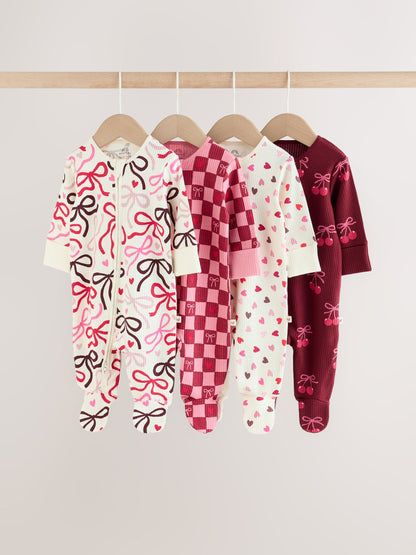 Dsiney Kidz - Berry Bow Two Way Zip Baby Sleepsuits 4 Pack (0mths-3yrs) image 1