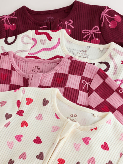 Dsiney Kidz - Berry Bow Two Way Zip Baby Sleepsuits 4 Pack (0mths-3yrs) image 8