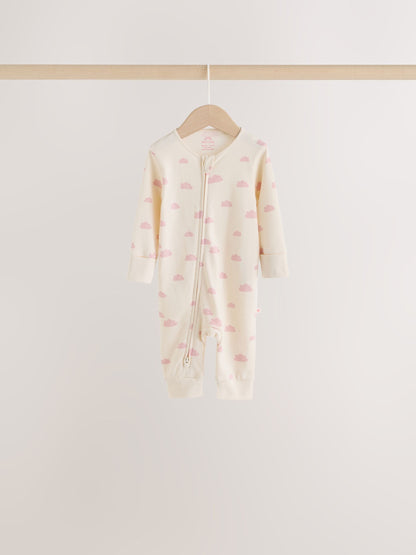 Ecru/Pink Cloud Two-Way Zip Baby Sleepsuit 4 Pack (0-2yrs) - image 5