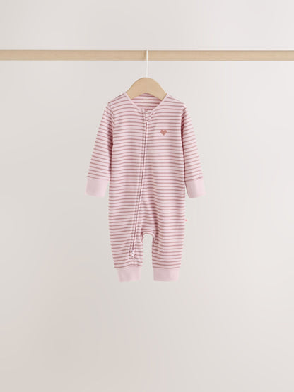 Ecru/Pink Cloud Two-Way Zip Baby Sleepsuit 4 Pack (0-2yrs) - image 6