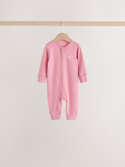 Ecru/Pink Cloud Two-Way Zip Baby Sleepsuit 4 Pack (0-2yrs) - image 7