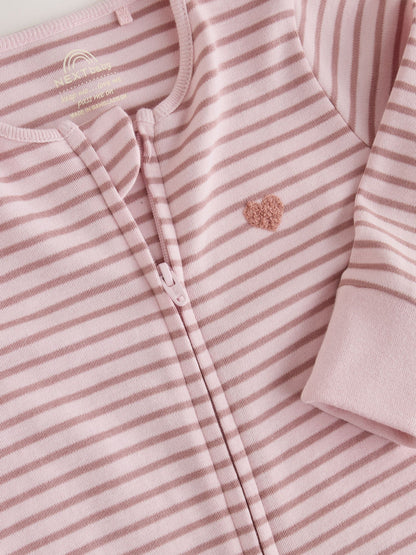 Ecru/Pink Cloud Two-Way Zip Baby Sleepsuit 4 Pack (0-2yrs) - image 9