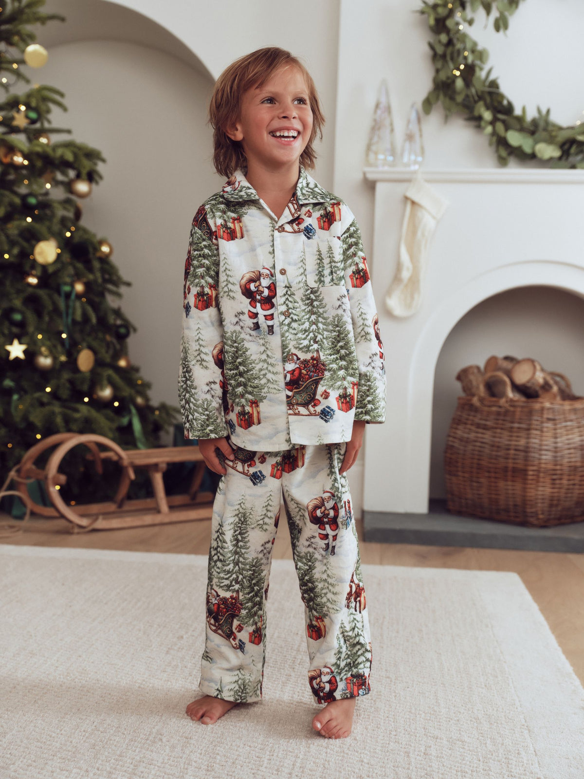Ecru Santa Matching Family Christmas Pyjamas (9mths-16yrs) - image 2