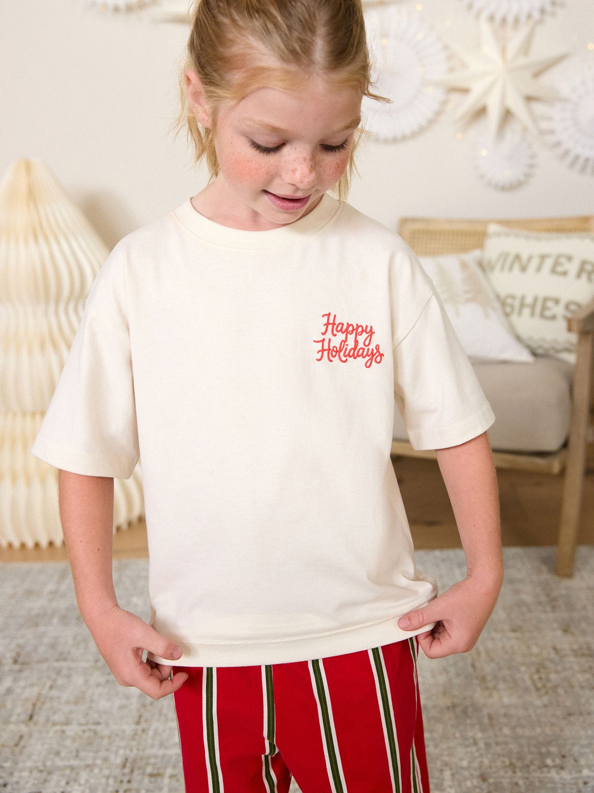 Red/Ecru Christmas Matching Family Pyjamas (9mths-16yrs) - image 3