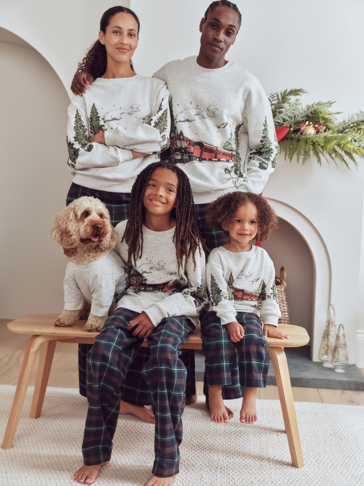 Grey/Navy Winter Scene Check Bottoms Christmas Matching Family Pyjamas (9mths-16yrs) - image 3