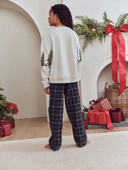 Grey/Navy Winter Scene Check Bottoms Christmas Matching Family Pyjamas (9mths-16yrs) - image 4