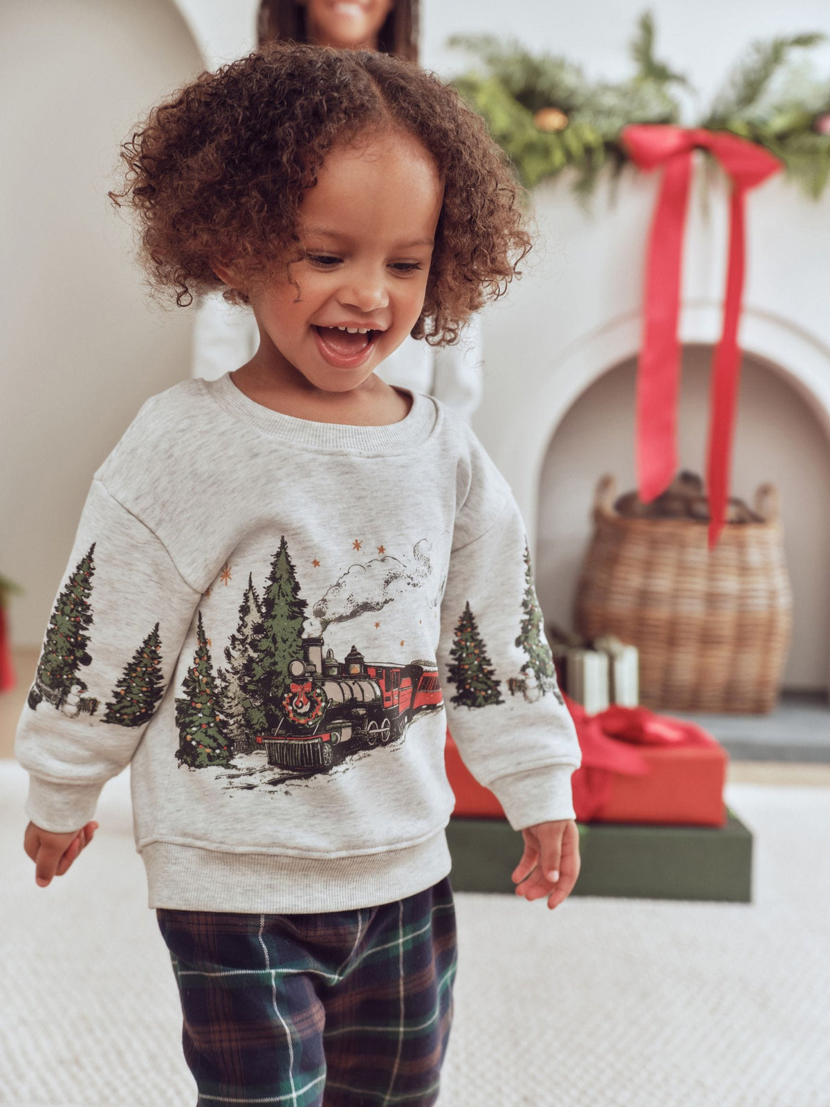 Grey/Navy Winter Scene Check Bottoms Christmas Matching Family Pyjamas (9mths-16yrs) - image 5