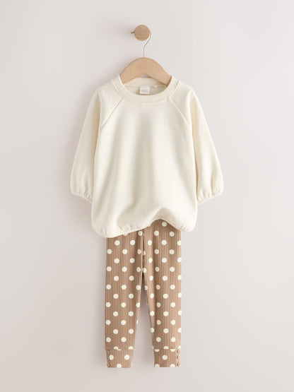 Dsiney Kidz - Cream Spot Sweatshirt and Leggings Set (3mths-7yrs) image 2