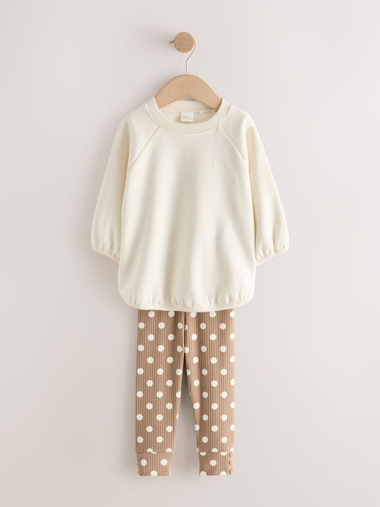 Dsiney Kidz - Cream Spot Sweatshirt and Leggings Set (3mths-7yrs) image 1