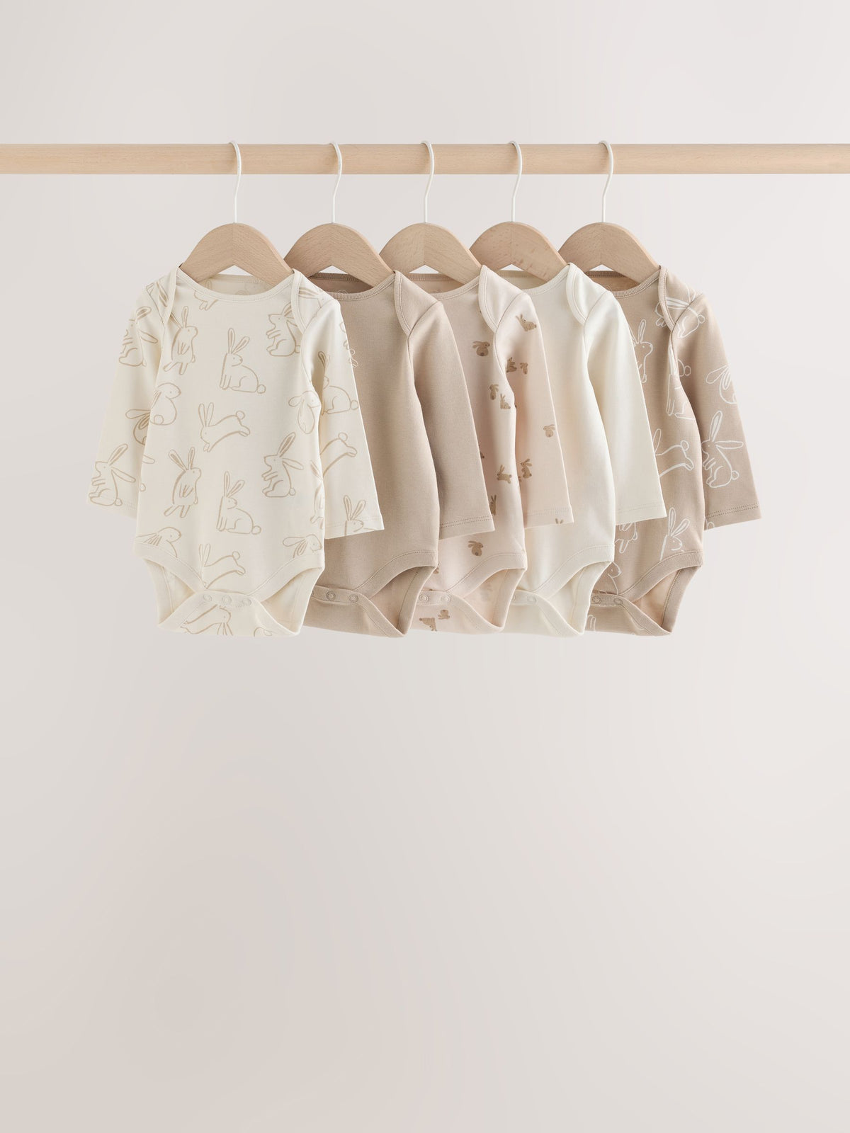 Neutral Bunny Long Sleeve Baby Bodysuits 5 Pack - image 1