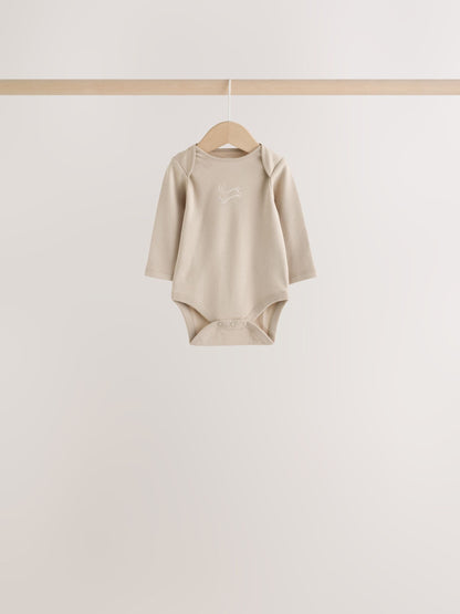 Neutral Bunny Long Sleeve Baby Bodysuits 5 Pack - image 4
