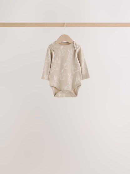 Neutral Bunny Long Sleeve Baby Bodysuits 5 Pack - image 7
