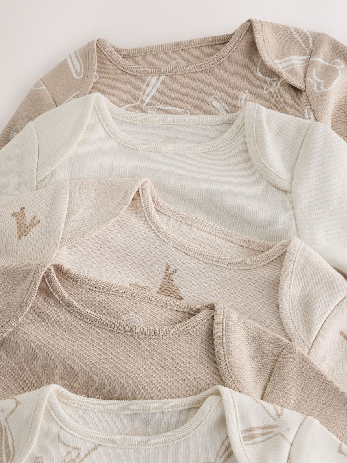 Neutral Bunny Long Sleeve Baby Bodysuits 5 Pack - image 9