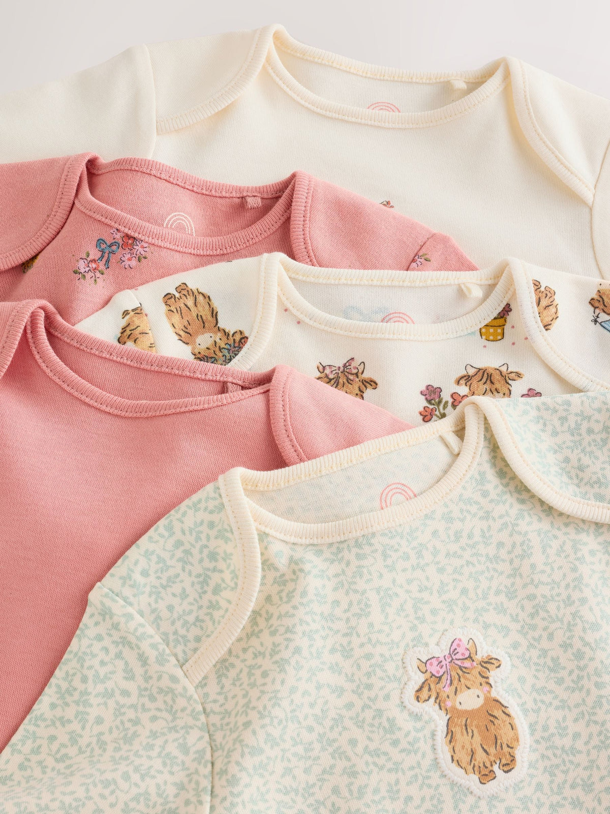 Dsiney Kidz - Pink/Green Hamish Long Sleeve Baby Bodysuits 5 Pack image 9