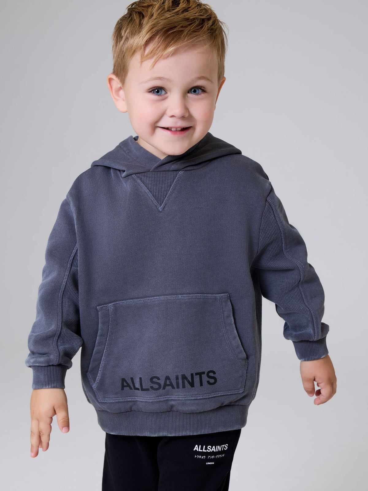 Dsiney Kidz - smALLSAINTS Charcoal Grey Washed Pullover Hoodie image 1