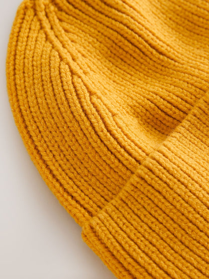 Ochre Yellow Knitted Beanie Hat (1-16yrs) - image 3