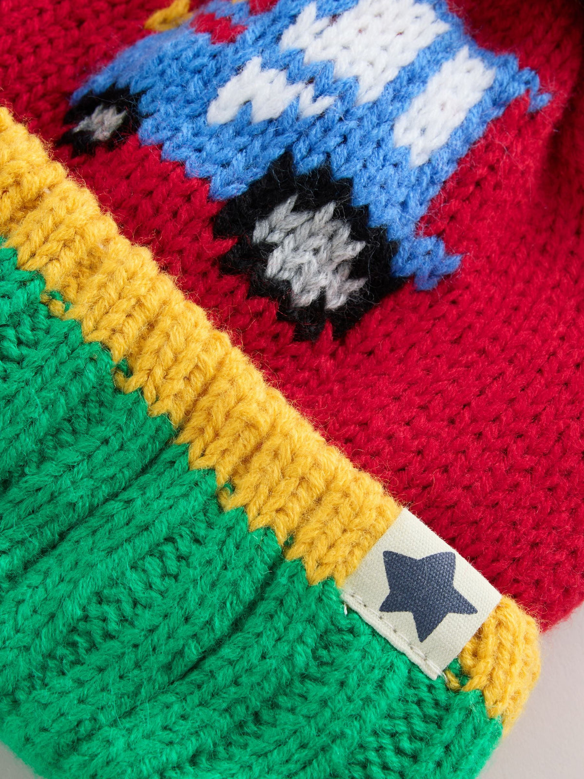 Red Colourful Tractor Embroidered Pom Beanie (3mths-16yrs) - image 3