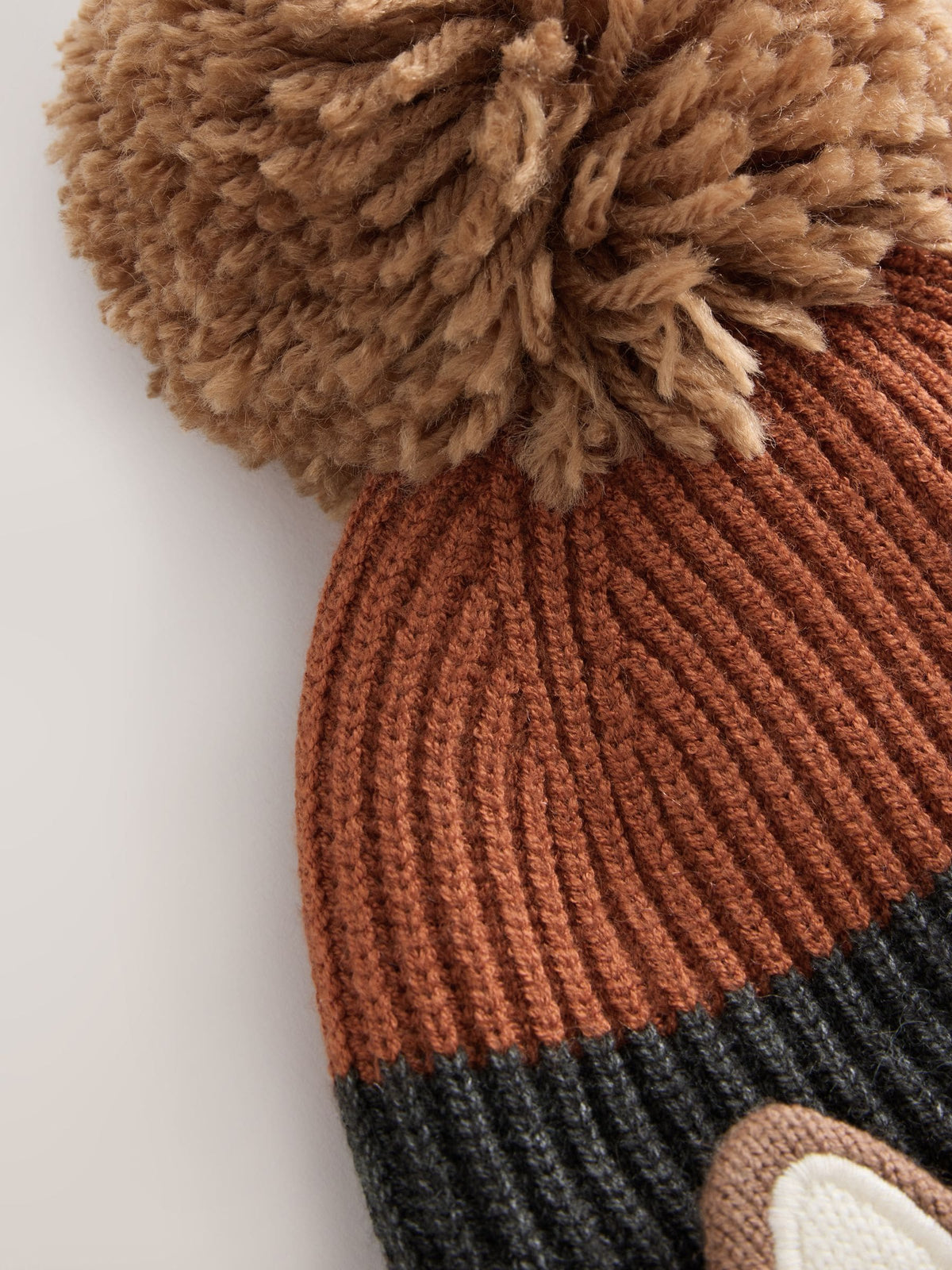 Brown/Orange Tiger Character Embroidered Pom Beanie (3mths-16yrs) - image 2