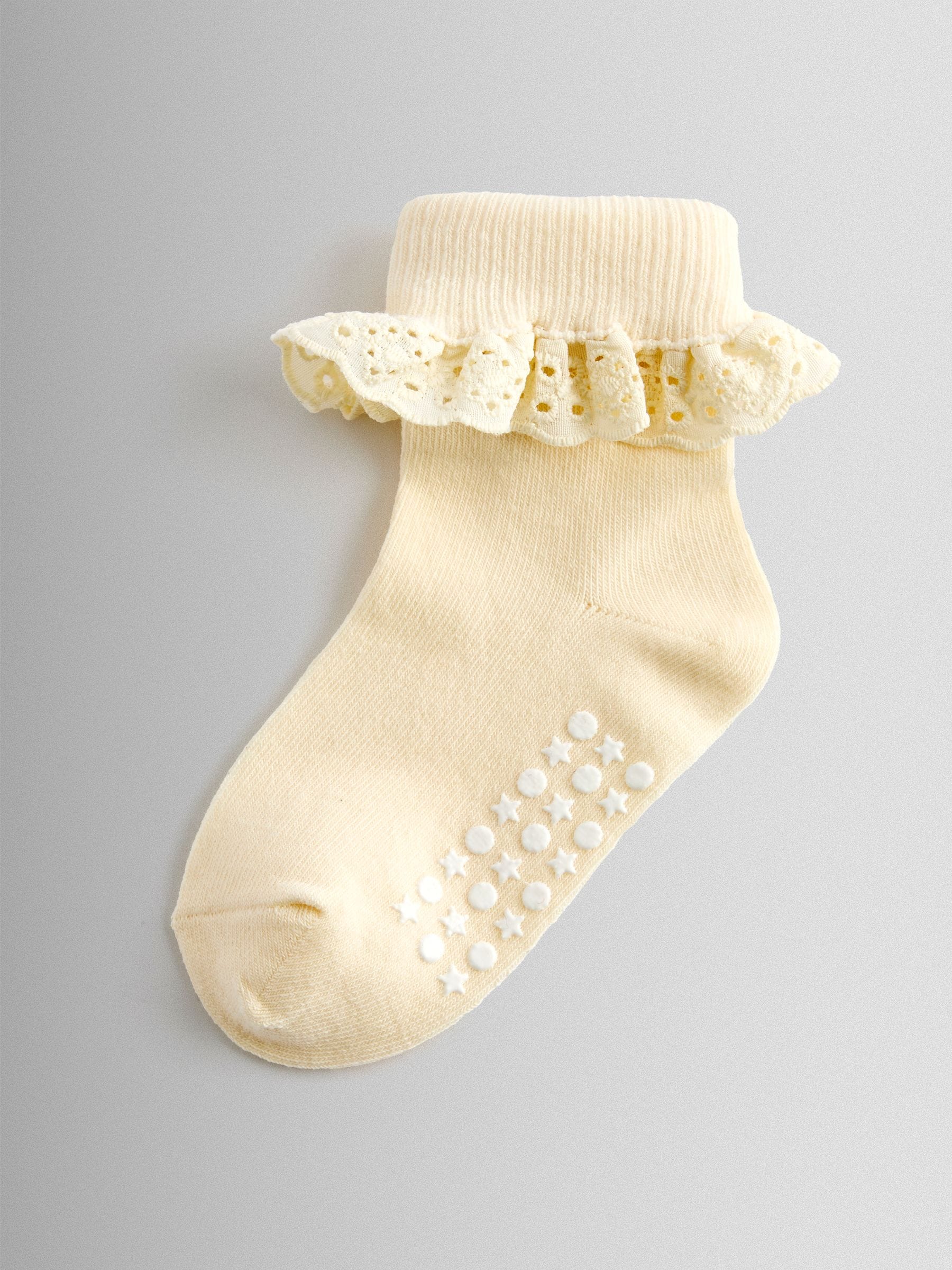JoJo Maman Bébé Cream 5-Pack Frill Socks image 2