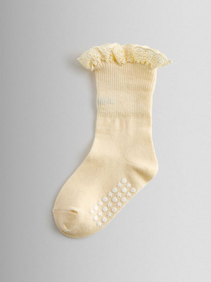 JoJo Maman Bébé Cream 5-Pack Frill Socks image 3