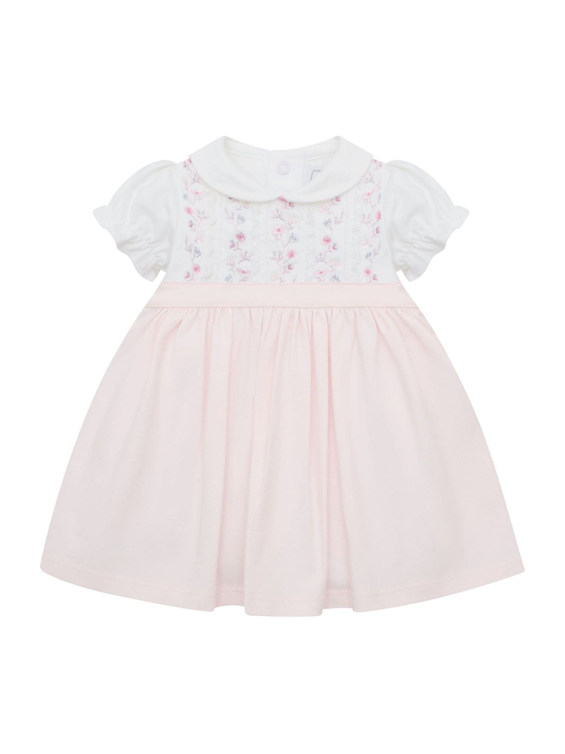 Emile Et Rose Pink Lilah Dress With Pretty Lace & Floral Embroidered Yoke Detail image 2