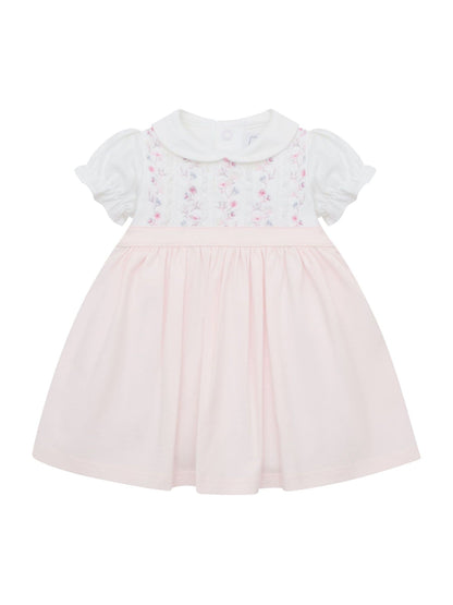 Emile Et Rose Pink Lilah Dress With Pretty Lace & Floral Embroidered Yoke Detail image 2