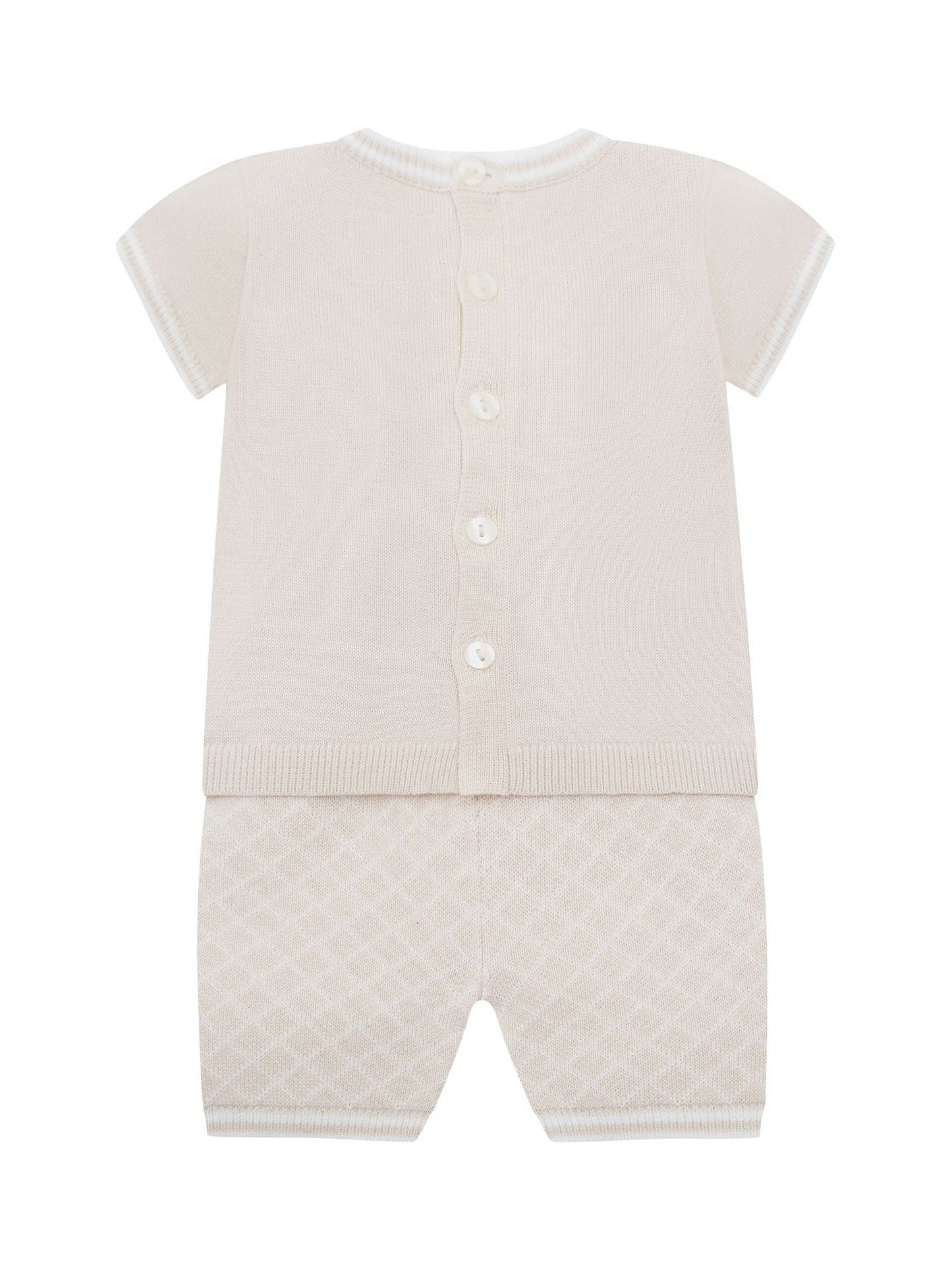 Emile Et Rose Natural Lennox Knitted Top And Shorts Set 2 Piece With Bear Motif image 3