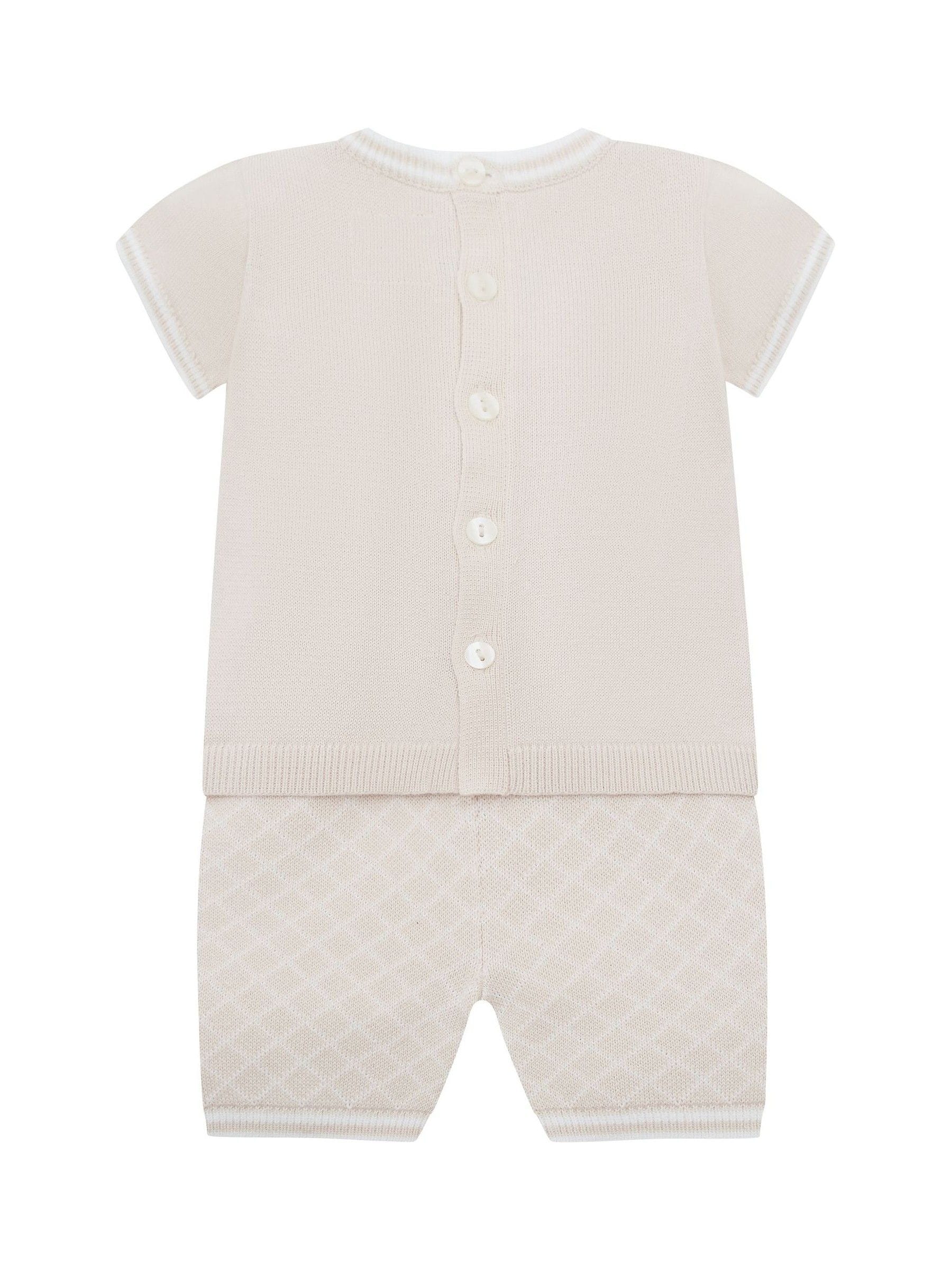Emile Et Rose Natural Lennox Knitted Top And Shorts Set 2 Piece With Bear Motif image 3