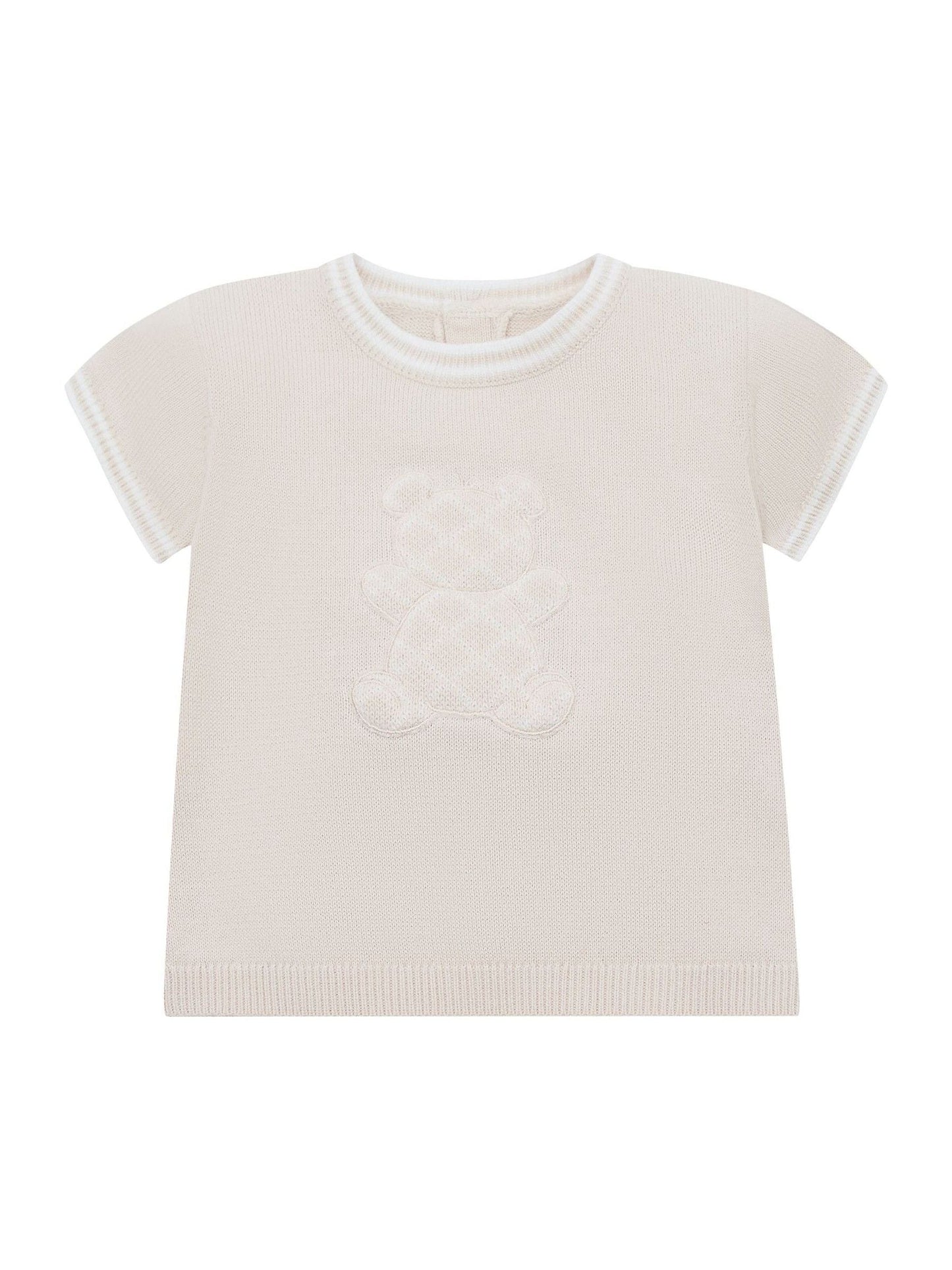 Emile Et Rose Natural Lennox Knitted Top And Shorts Set 2 Piece With Bear Motif image 4