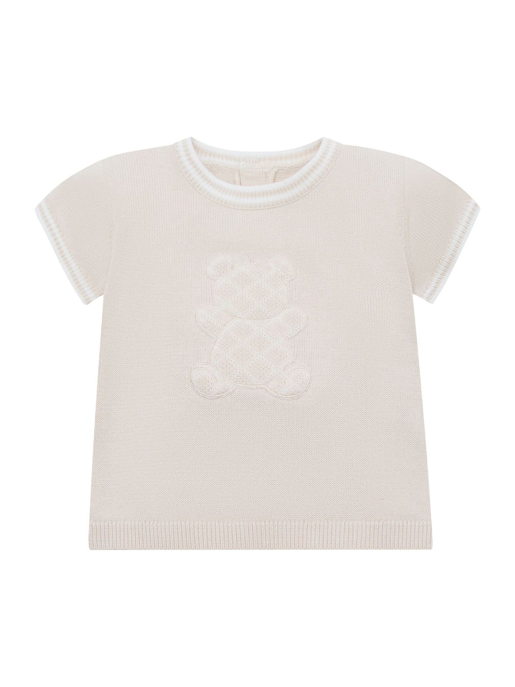 Emile Et Rose Natural Lennox Knitted Top And Shorts Set 2 Piece With Bear Motif image 4