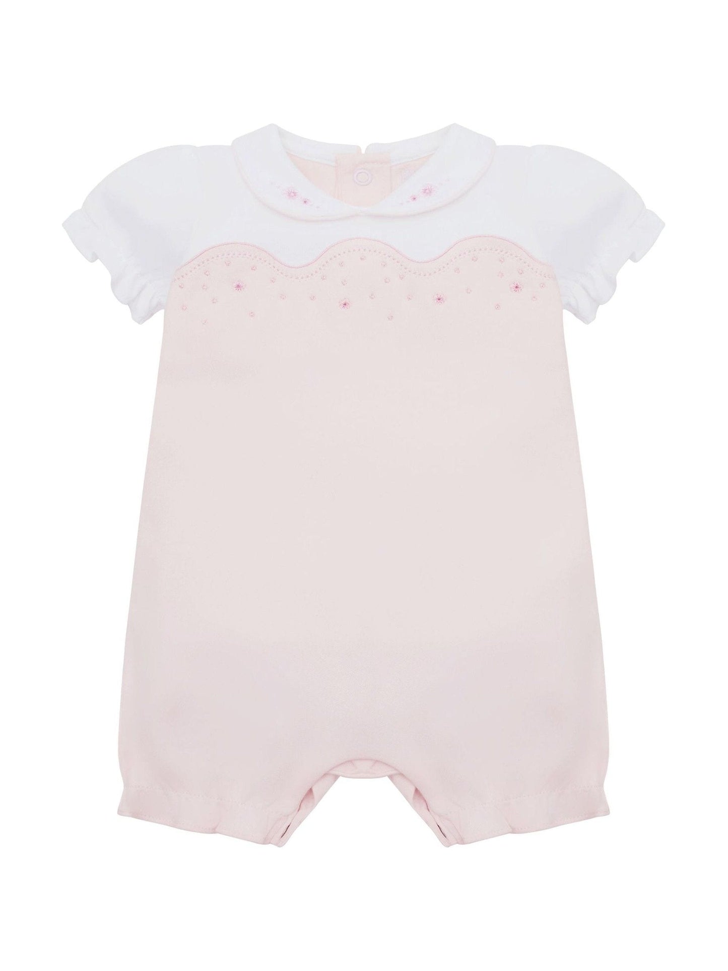 Emile Et Rose Pink Lavinia Romper Lower With Embroidered Scalloped Yoke image 2