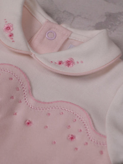 Emile Et Rose Pink Lavinia Romper Lower With Embroidered Scalloped Yoke image 4