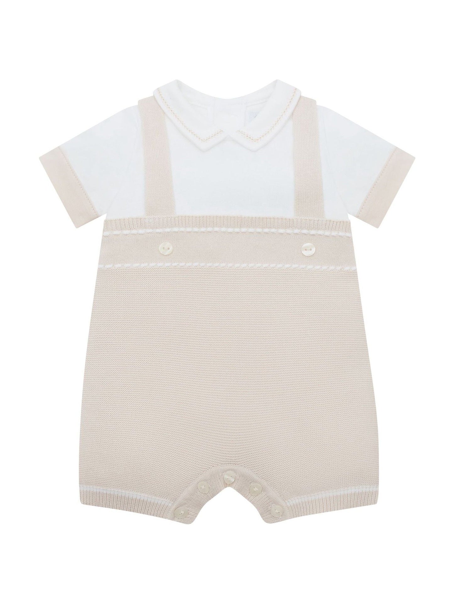 Emile Et Rose Navy Lowe Knitted 2 In1 Romper With Braces & Mock Shirt image 2