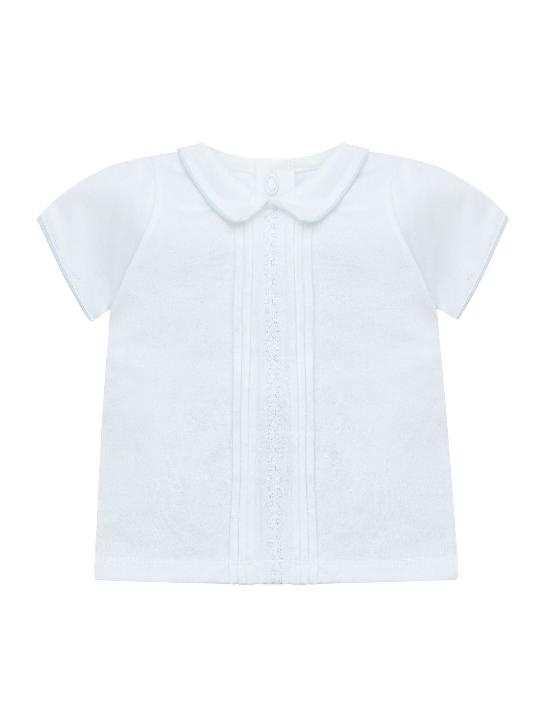 Emile Et Rose Blue Liam Top & Shorts Set 2 Piece With Zig-Zag Embroidery Pleats & Collar image 4