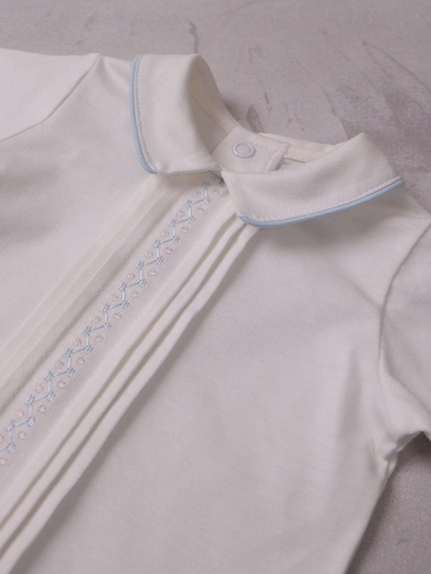 Emile Et Rose Blue Liam Top & Shorts Set 2 Piece With Zig-Zag Embroidery Pleats & Collar image 6