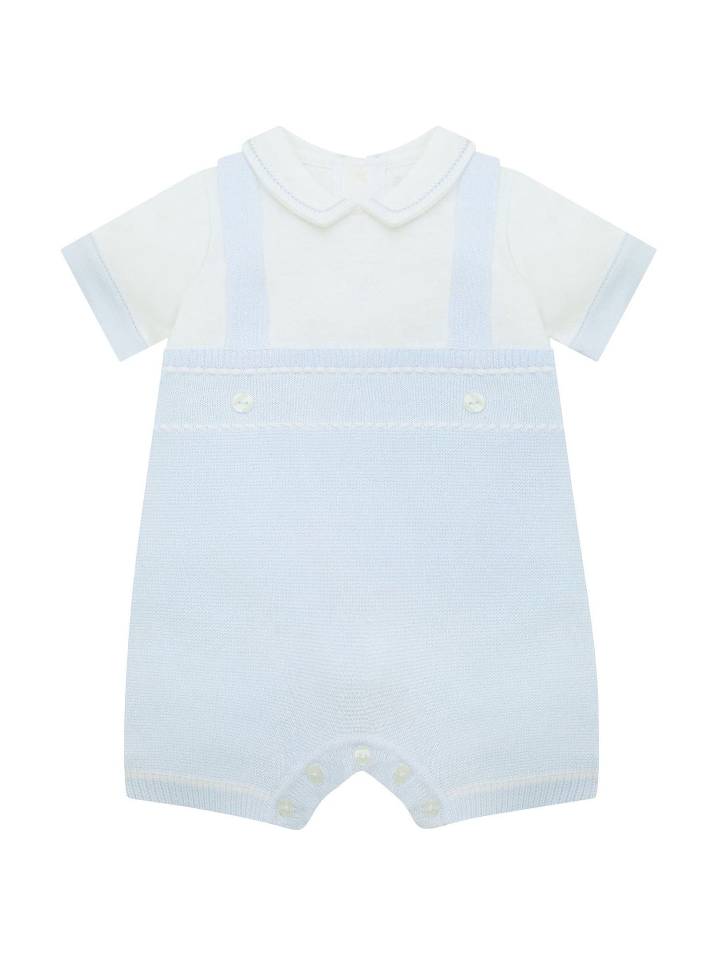 Emile Et Rose Blue Lowe Knitted 2 In1 Romper With Braces & Mock Shirt image 2