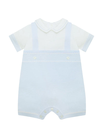 Emile Et Rose Blue Lowe Knitted 2 In1 Romper With Braces & Mock Shirt image 2