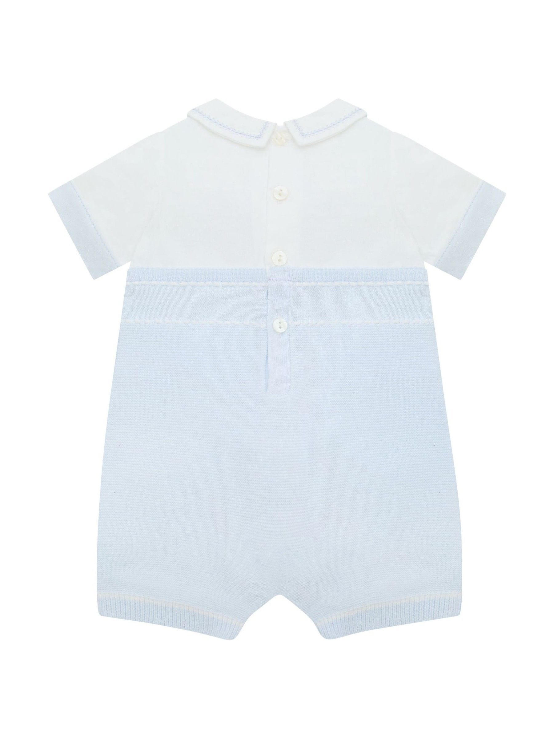 Emile Et Rose Blue Lowe Knitted 2 In1 Romper With Braces & Mock Shirt image 3