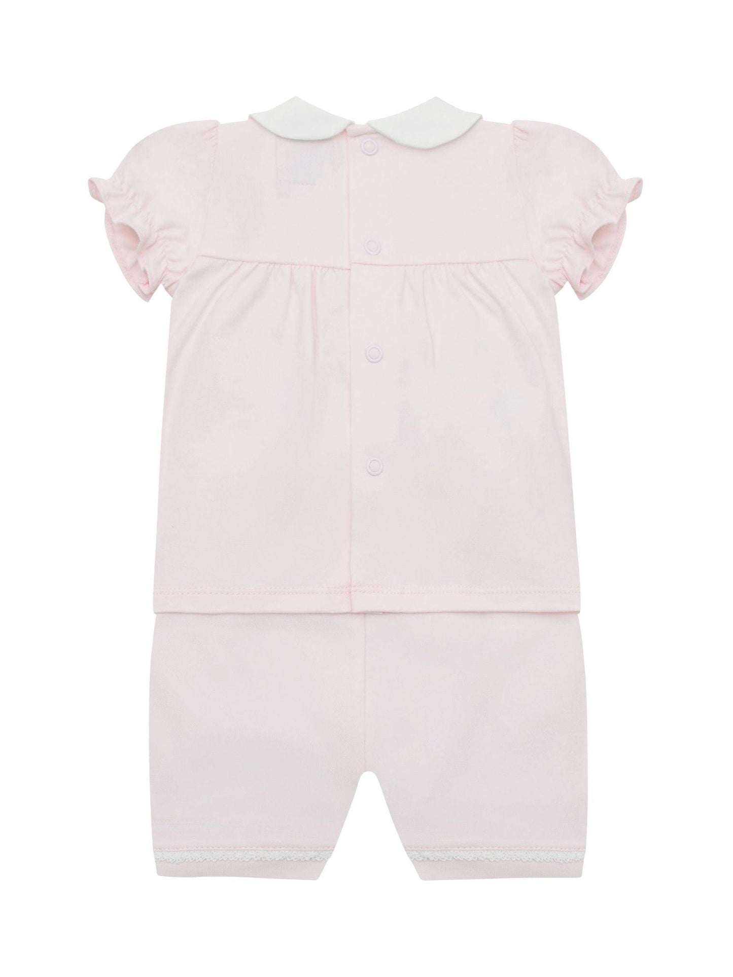 Emile Et Rose Pink Libby - With Inset Embroidered & Lace Panel Top & Shorts 2 Piece image 3