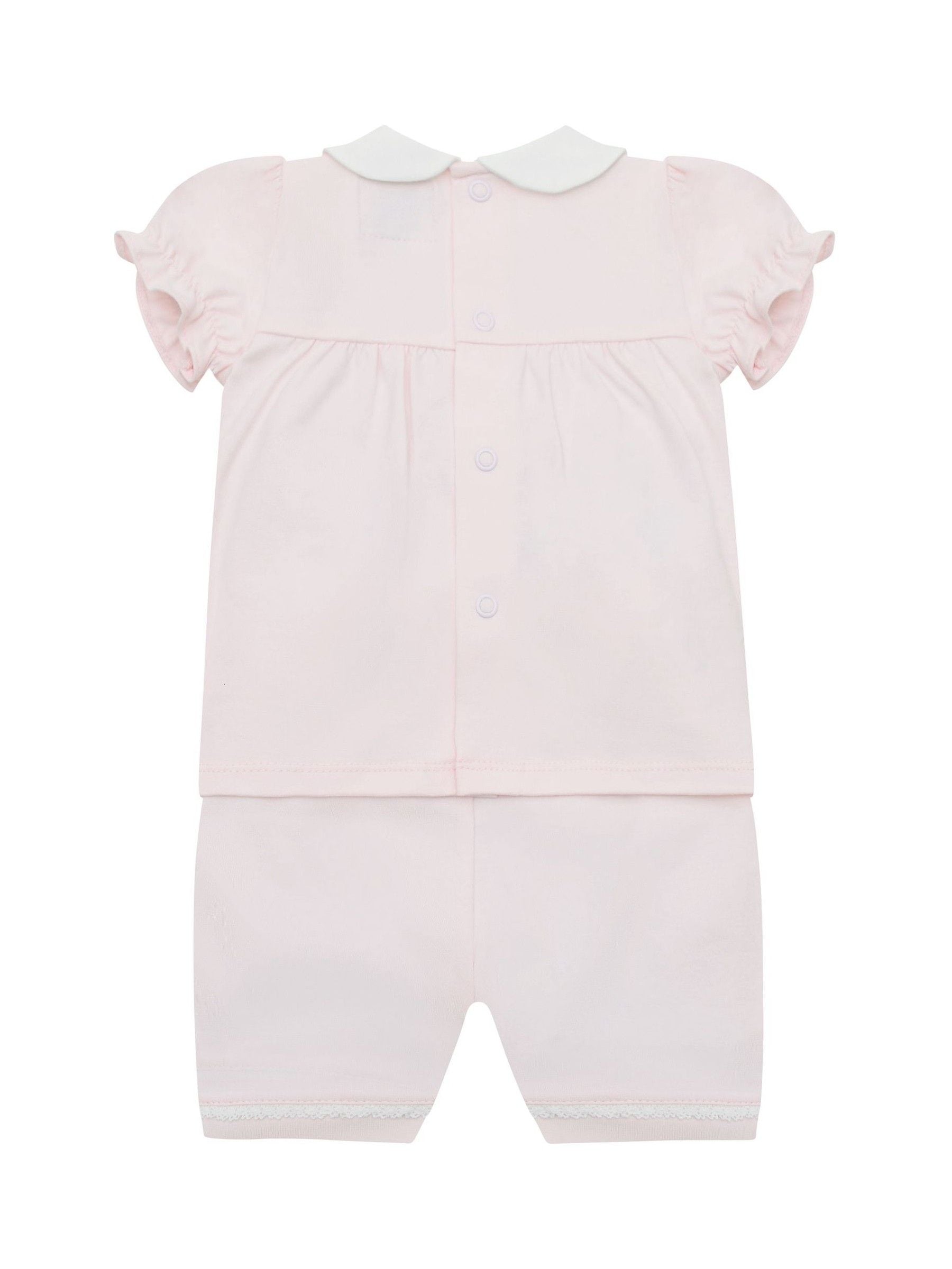 Emile Et Rose Pink Libby - With Inset Embroidered & Lace Panel Top & Shorts 2 Piece image 3