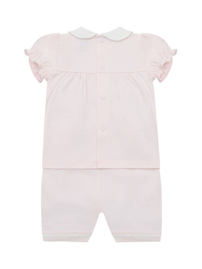 Emile Et Rose Pink Libby - With Inset Embroidered & Lace Panel Top & Shorts 2 Piece image 3