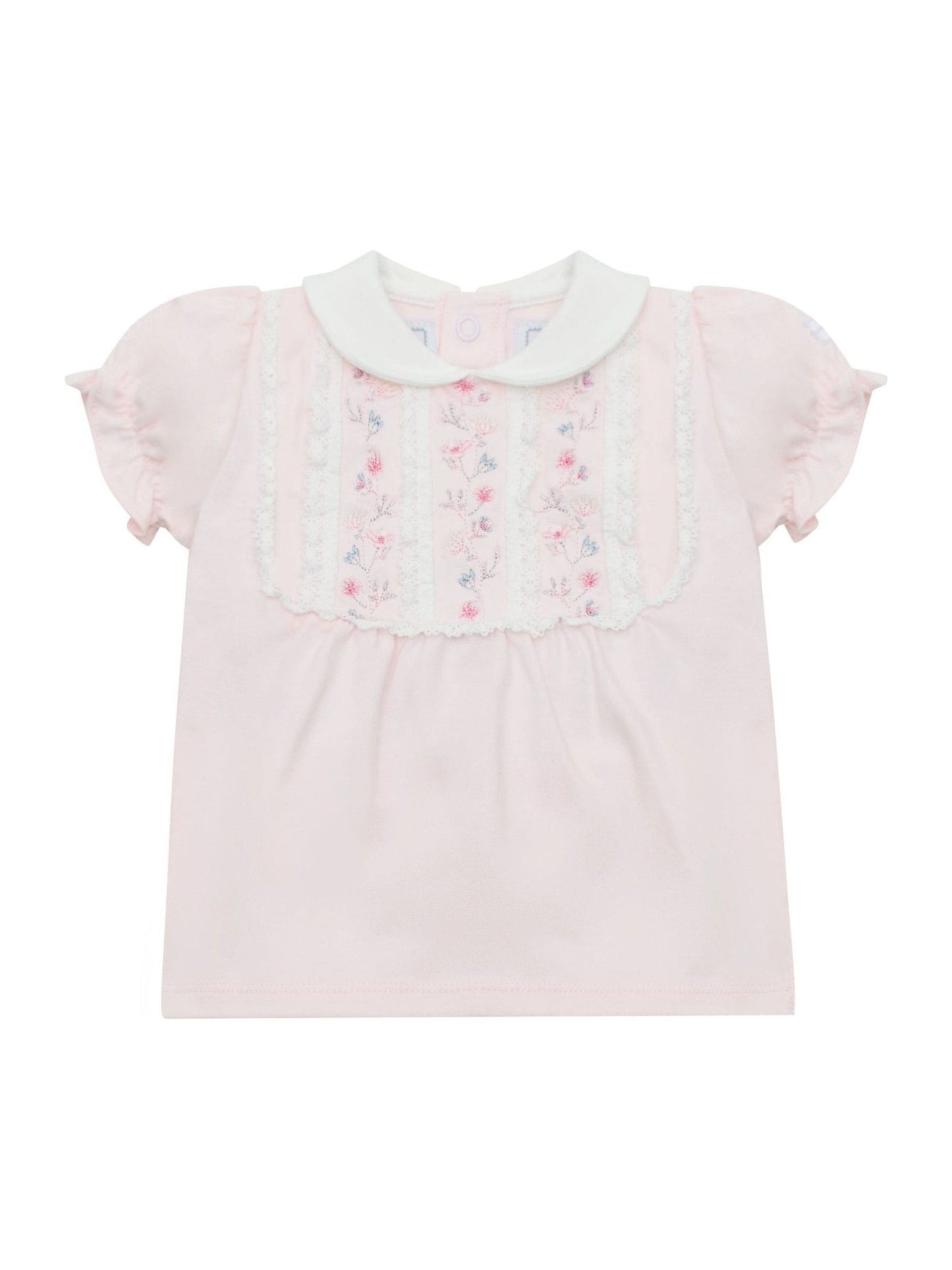 Emile Et Rose Pink Libby - With Inset Embroidered & Lace Panel Top & Shorts 2 Piece image 5