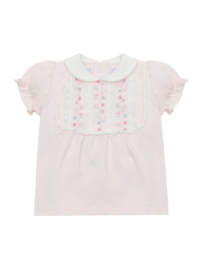 Emile Et Rose Pink Libby - With Inset Embroidered & Lace Panel Top & Shorts 2 Piece image 5