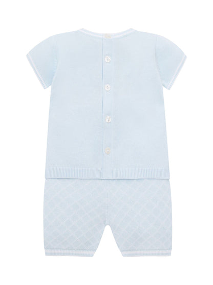 Emile Et Rose Blue Lennox Knitted Top And Shorts Set 2 Piece With Bear Motif image 3