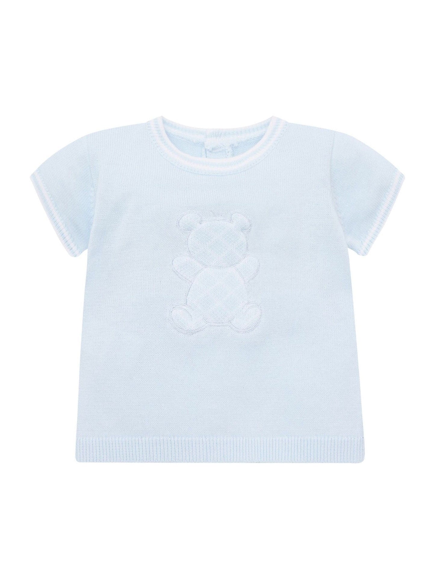 Emile Et Rose Blue Lennox Knitted Top And Shorts Set 2 Piece With Bear Motif image 4