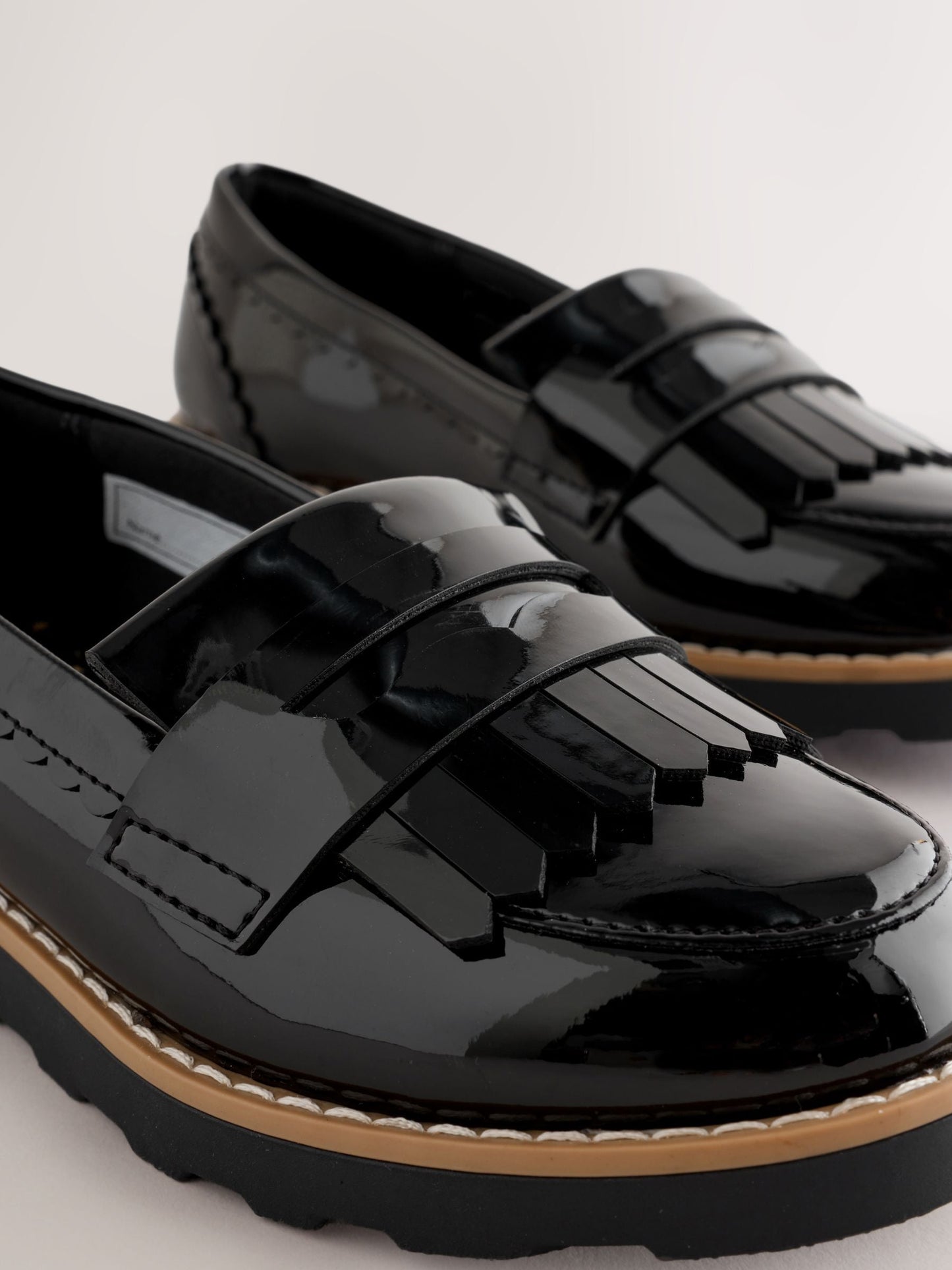 Black Patent Standard Fit (F) Fringe Loafer School Shoes image 5
