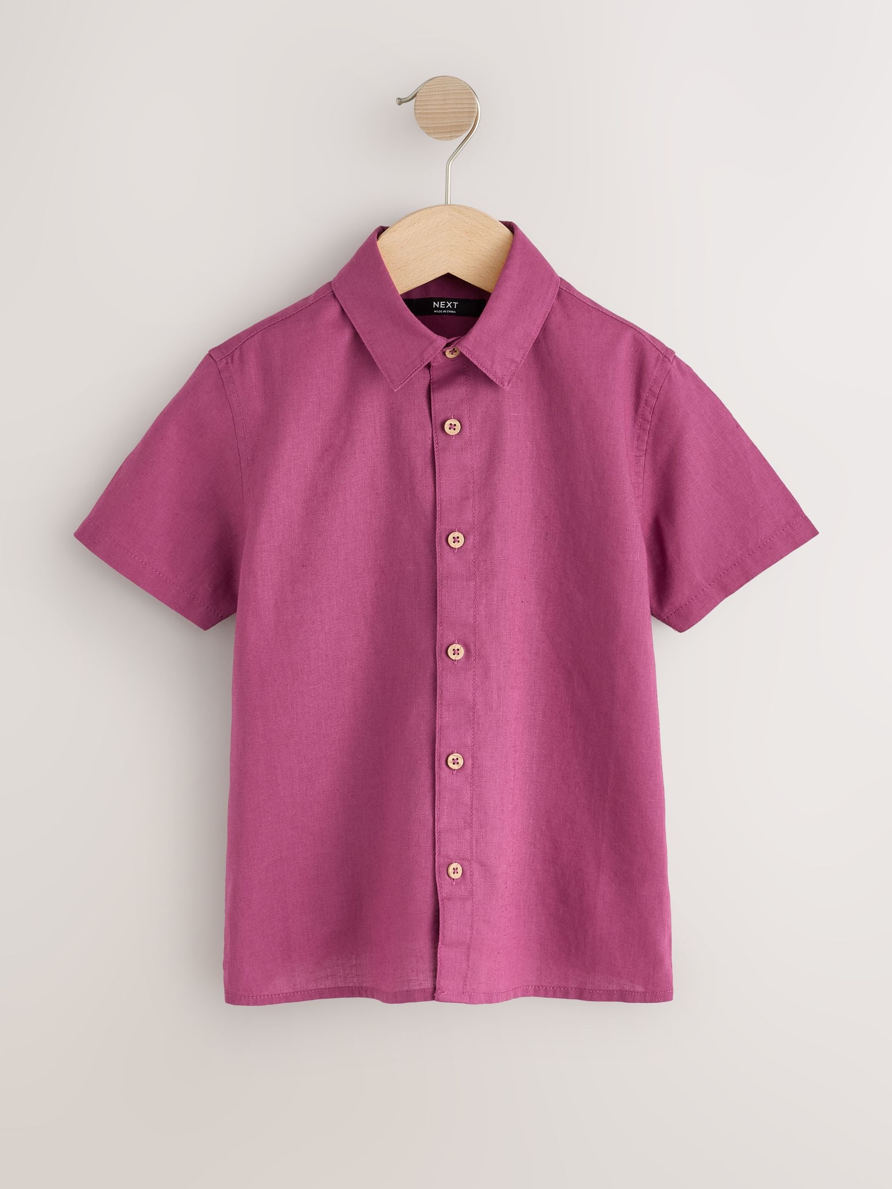 Dsiney Kidz - Raspberry Pink Short Sleeve Linen Blend Shirt (3-16yrs) image 1