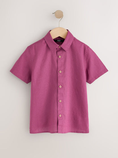 Dsiney Kidz - Raspberry Pink Short Sleeve Linen Blend Shirt (3-16yrs) image 1