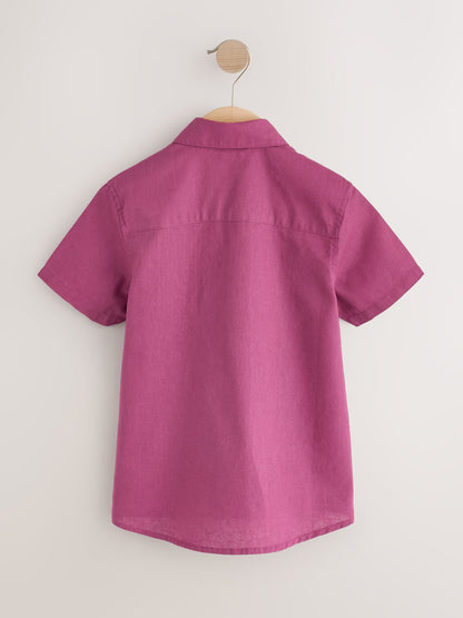 Dsiney Kidz - Raspberry Pink Short Sleeve Linen Blend Shirt (3-16yrs) image 2